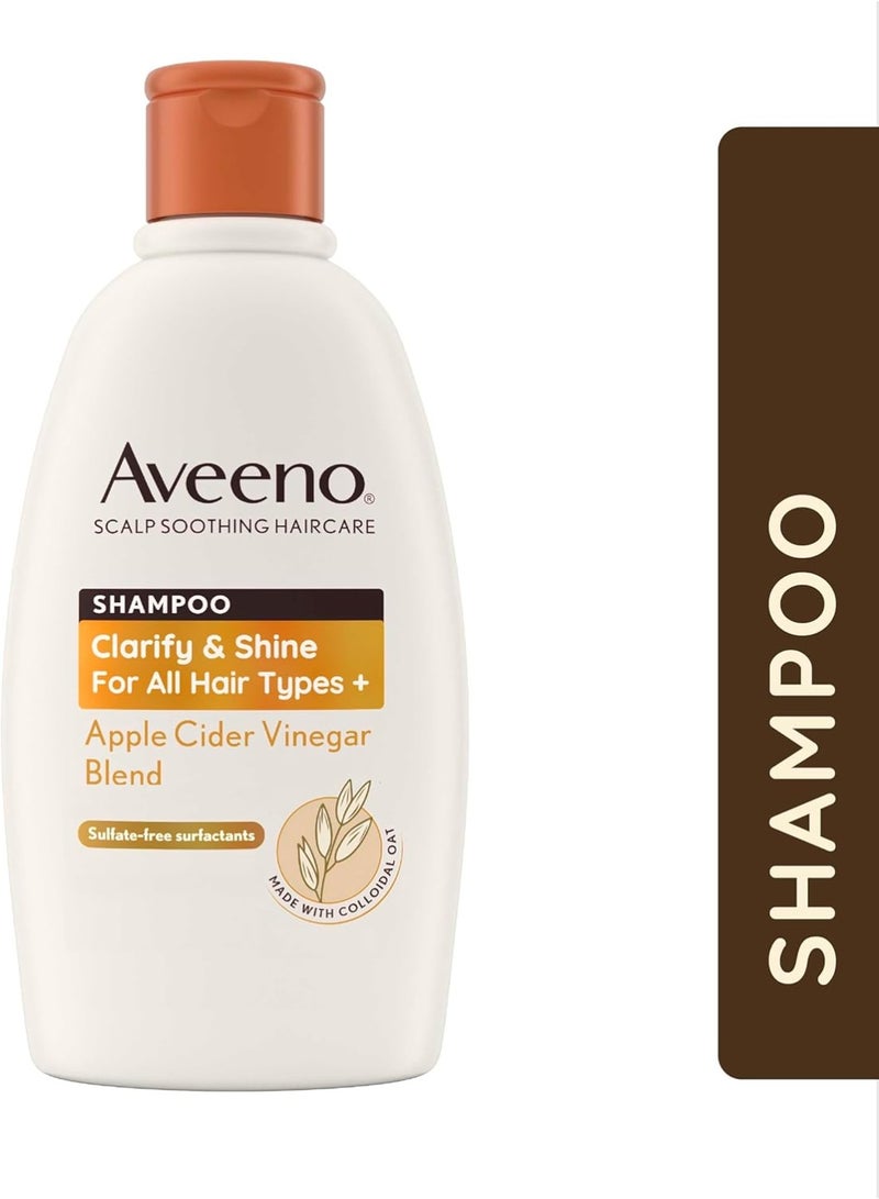 Aveeno Scalp Soothing Haircare Clarify & Shine Shampoo, Apple Cider Vinegar Blend, for All Hair Types, Soothes Dry, Itchy & Flaky Scalp, Clinically Proven, Sulfate Free, 300ml - Image 2